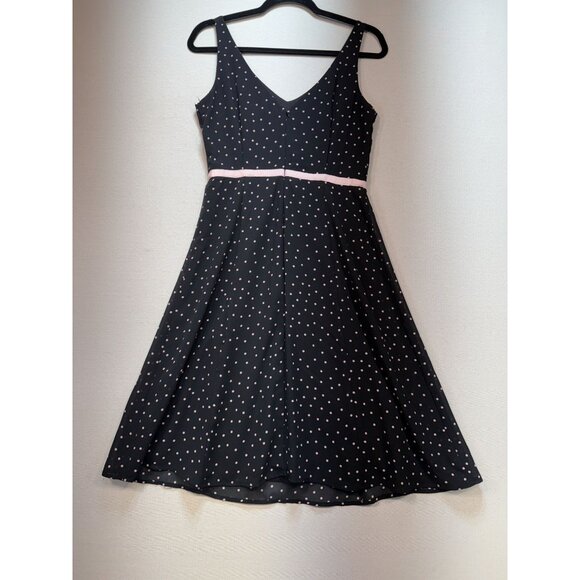 Emergency Exit Womens A-Line Dress Size 7 Black Polka Dot Sleeveless Tie Waist - Picture 7 of 9